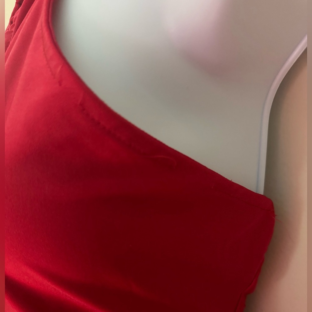Fashion Nova Red Halter Mini Dress with Gold Ring Accents - Picture 3 of 4